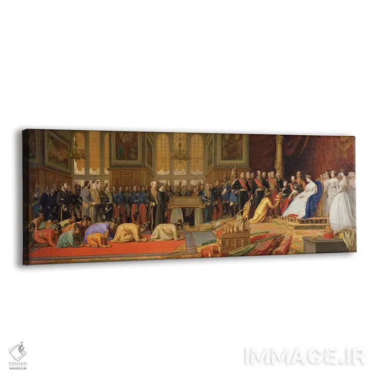 تابلو 27 June 1861,پذیرایی از سفیران سیامی توسط امپراتور ناپلئون سوم در کاخ فونتنبلو، ۲۷ ژوئن ۱۸۶۱ اثر ژان لئون ژروم (نقاش فرانسوی) - نمای پرسپکتیو محصول