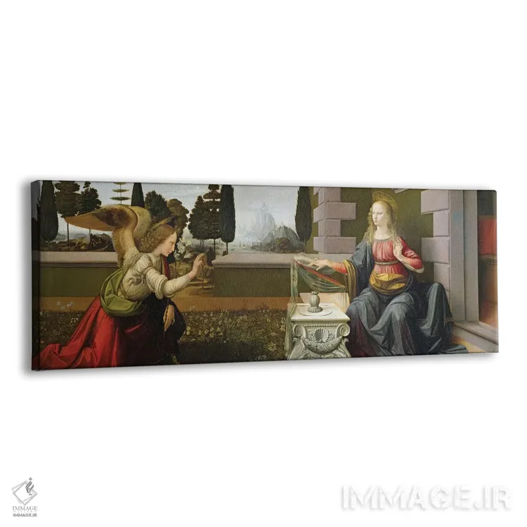 تابلو بشارت، ۱۴۷۲-۷۵ (نقاشی معنویتی) اثر لئوناردو داوینچی (نقاش و مخترع ایتالیایی) - نمای پرسپکتیو محصول