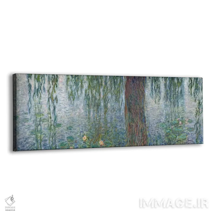 تابلو نیلوفرهای آبی: صبح با بید مجنون، جزئیات بخش چپ، ۱۹۱۵-۲۶ اثر کلود مونه (نقاش معروف فرانسوی) - نمای پرسپکتیو محصول