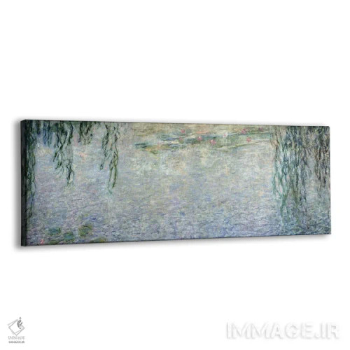 تابلو نیلوفرهای آبی: صبح با بید مجنون، جزئیات بخش مرکزی، ۱۹۱۵-۲۶ اثر کلود مونه (نقاش معروف فرانسوی) - نمای پرسپکتیو محصول