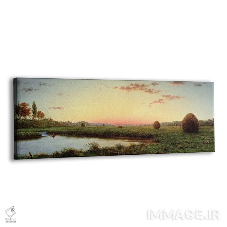 تابلو تودههای یونجه در باتلاق نیوبریپورت، ۱۸۶۲ اثر مارتین جانسون هید (نقاش طبیعتگرای آمریکایی) - نمای پرسپکتیو محصول