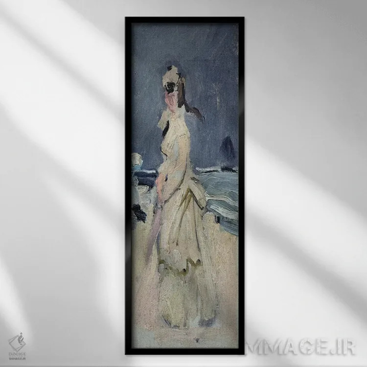 تابلو کامی در ساحل، ۱۸۷۰-۷۱ اثر کلود مونه (نقاش معروف فرانسوی) - نمای قابدار مشکی