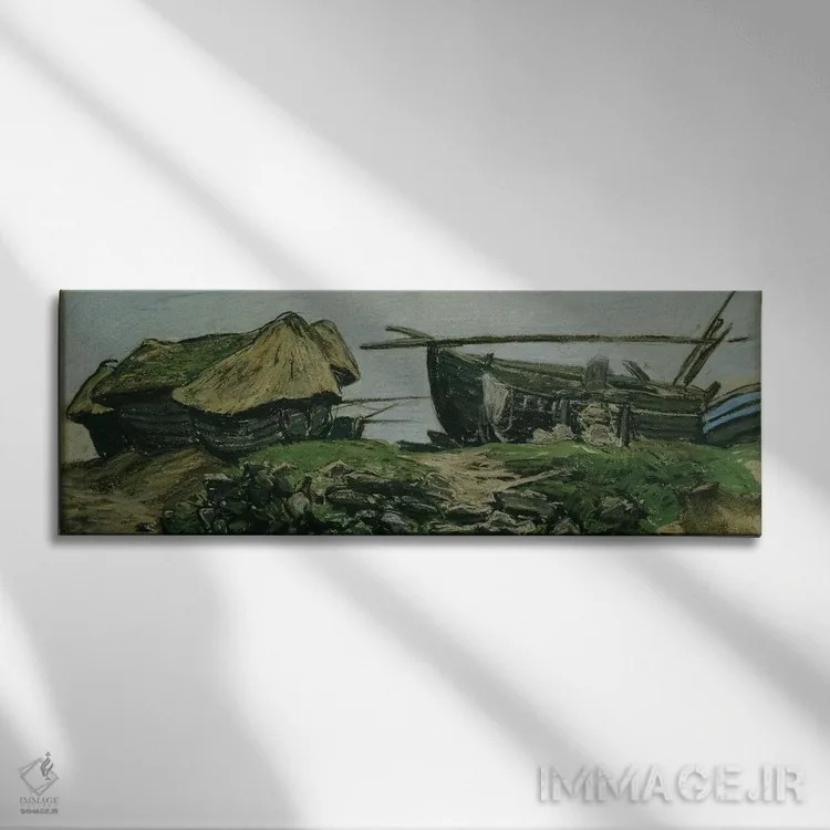 تابلو نزدیک اترتا، حدود ۱۸۶۸ اثر کلود مونه (نقاش معروف فرانسوی) - نمای روبهرو روی دیوار