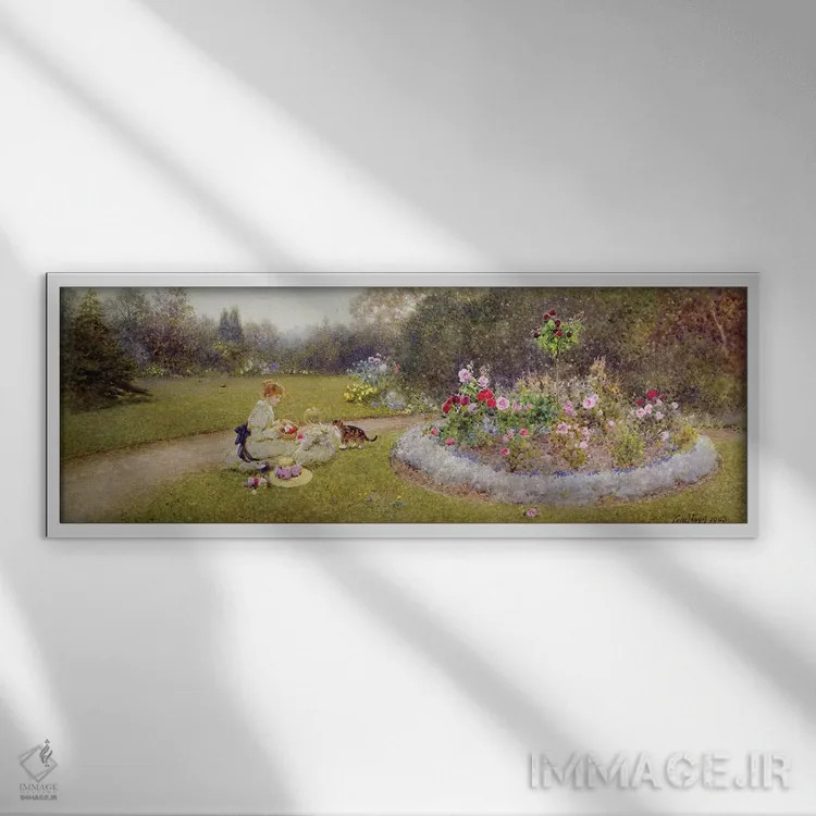 تابلو باغ رز، ۱۹۰۳ اثر توماس جیمز لوید - نمای قابدار سفید