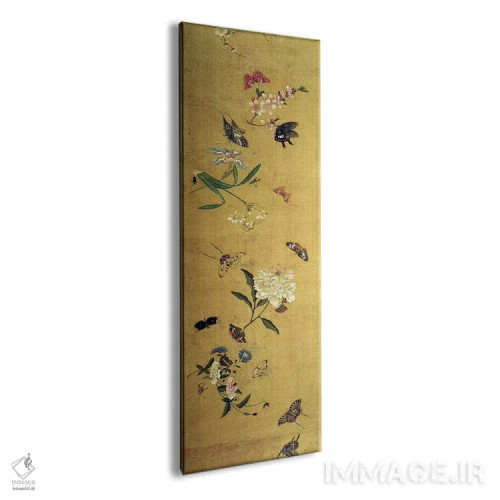 تابلو Flowers and Insects, detail from a handscroll,صد پروانه، گل و حشره، جزئیات یک طومار دستنویس اثر چن هونگشو (نقاش چینی) - نمای پرسپکتیو محصول