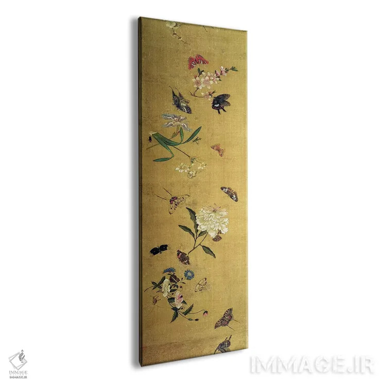 تابلو Flowers and Insects, detail from a handscroll,صد پروانه، گل و حشره، جزئیات یک طومار دستنویس اثر چن هونگشو (نقاش چینی) - نمای پرسپکتیو محصول