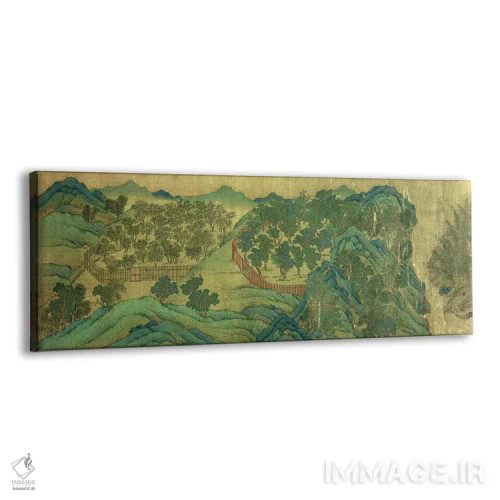 تابلو باغ اقامتگاه وانگ چوان، بر اساس سبک نقاشی و شعر وانگ وی اثر کیو یینگ - نمای پرسپکتیو محصول
