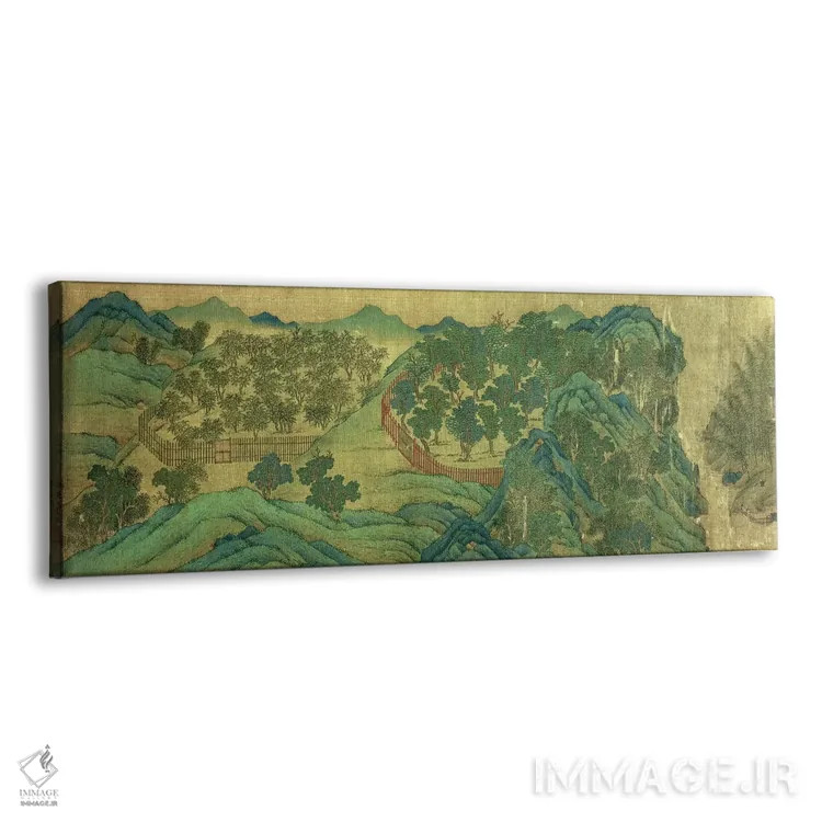 تابلو باغ اقامتگاه وانگ چوان، بر اساس سبک نقاشی و شعر وانگ وی اثر کیو یینگ - نمای پرسپکتیو محصول