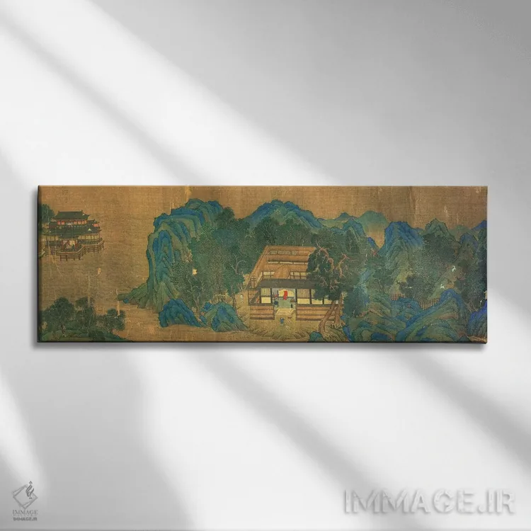 تابلو اقامتگاه وانگ چوان، بر اساس سبک نقاشی و شعر وانگ وی اثر کیو یینگ - نمای روبهرو روی دیوار