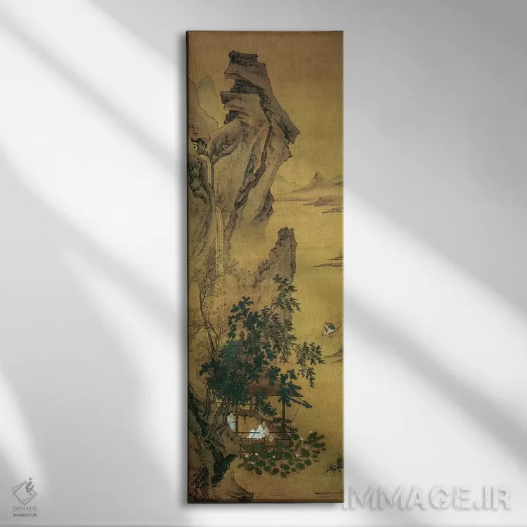 تابلو خیالپردازی تابستانی در کنار تالاب نیلوفر آبی اثر کیو یینگ - نمای روبهرو روی دیوار