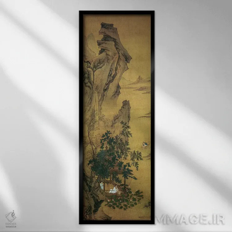 تابلو خیالپردازی تابستانی در کنار تالاب نیلوفر آبی اثر کیو یینگ - نمای قابدار مشکی