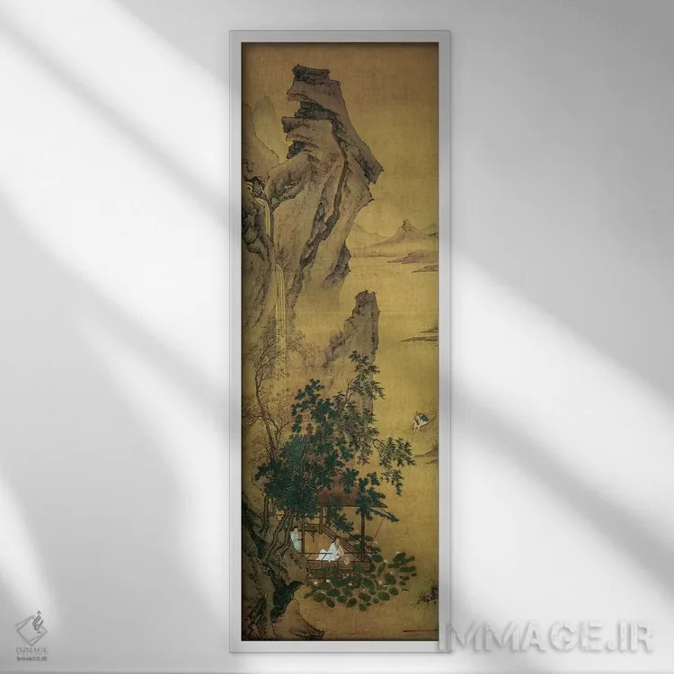 تابلو خیالپردازی تابستانی در کنار تالاب نیلوفر آبی اثر کیو یینگ - نمای قابدار سفید