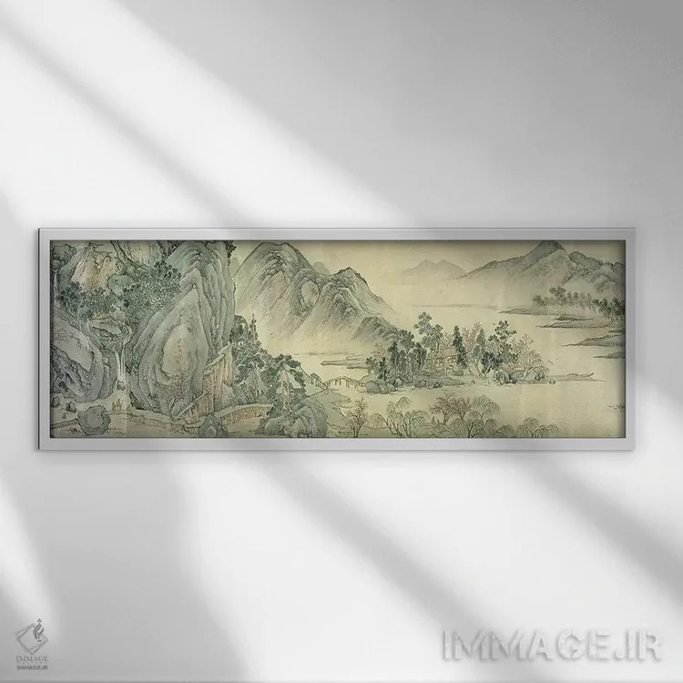 تابلو بهار شکوفههای هلو اثر ون ژنگمینگ (نقاش و ادب پارسی - سلسله مینگ چین) - نمای قابدار سفید