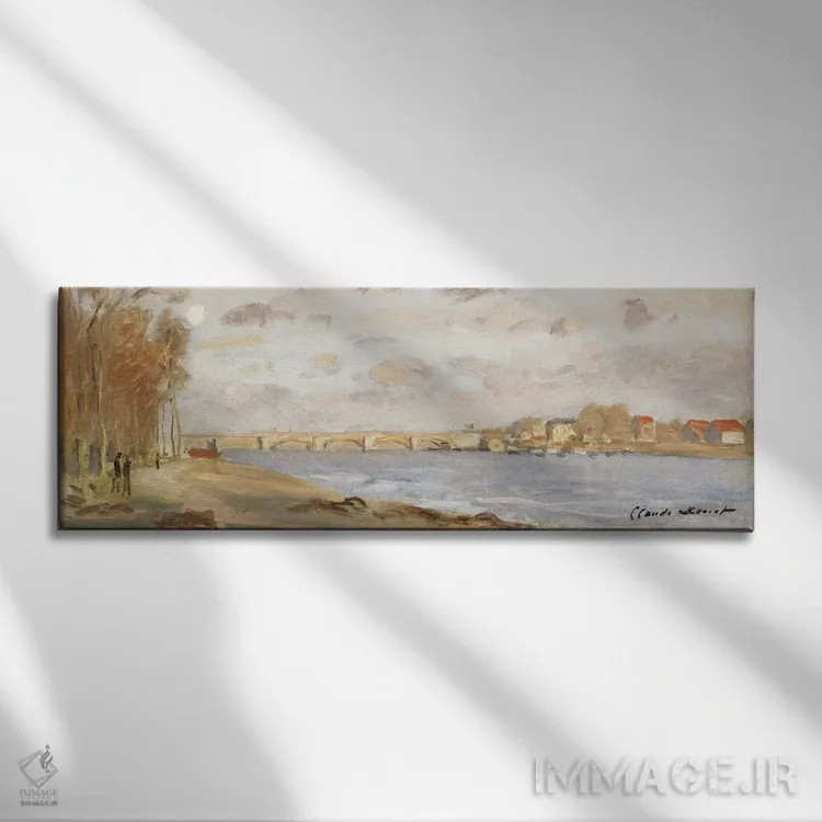 تابلو رود سن در آرژانتوی، ۱۸۷۲ اثر کلود مونه (نقاش معروف فرانسوی) - نمای روبهرو روی دیوار