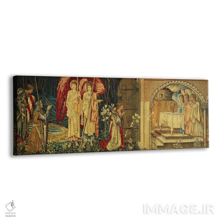 تابلو Sir Bors and Sir Percival,دستیابی به جام مقدس توسط سر گالاهاد، سر بُرس و سر پرسیوال (اسطوره آرتوری) اثر سر ادوارد کولی برن-جونز (نقاش پیشارافائلی بریتانیا) - نمای پرسپکتیو محصول