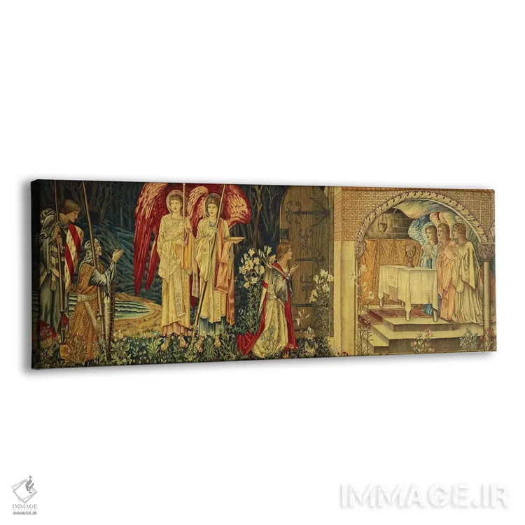 تابلو Sir Bors and Sir Percival,دستیابی به جام مقدس توسط سر گالاهاد، سر بُرس و سر پرسیوال (اسطوره آرتوری) اثر سر ادوارد کولی برن-جونز (نقاش پیشارافائلی بریتانیا) - نمای پرسپکتیو محصول