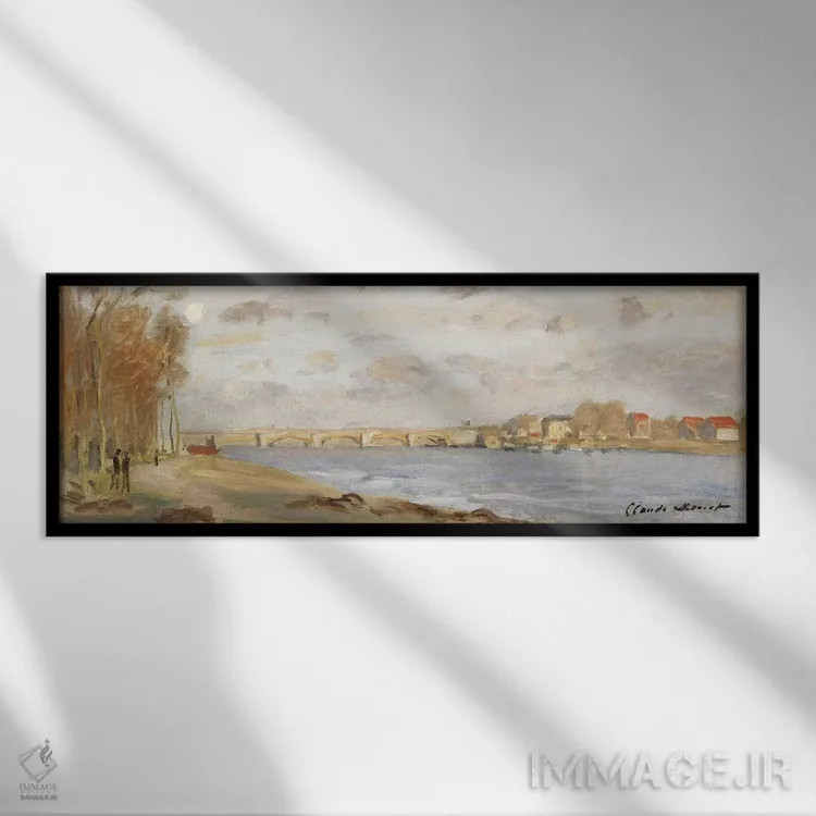 تابلو رود سن در آرژانتوی، ۱۸۷۲ اثر کلود مونه (نقاش معروف فرانسوی) - نمای قابدار مشکی