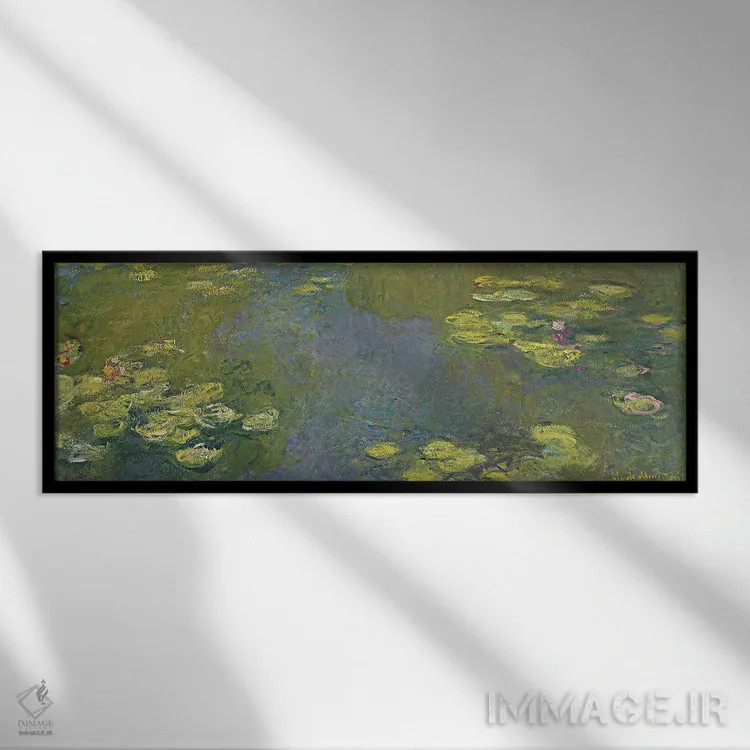 تابلو برکهٔ نیلوفر آبی اثر کلود مونه (نقاش معروف فرانسوی) - نمای قابدار مشکی