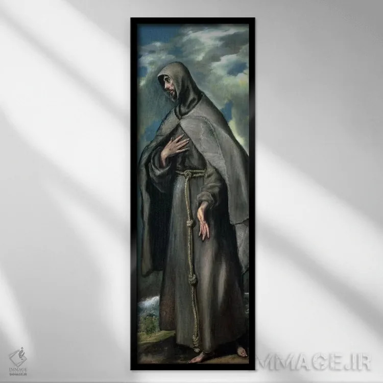 تابلو سن فرانسیس آسیزی اثر ال گرکو (نقاش یونانی-اسپانیایی) - نمای قابدار مشکی