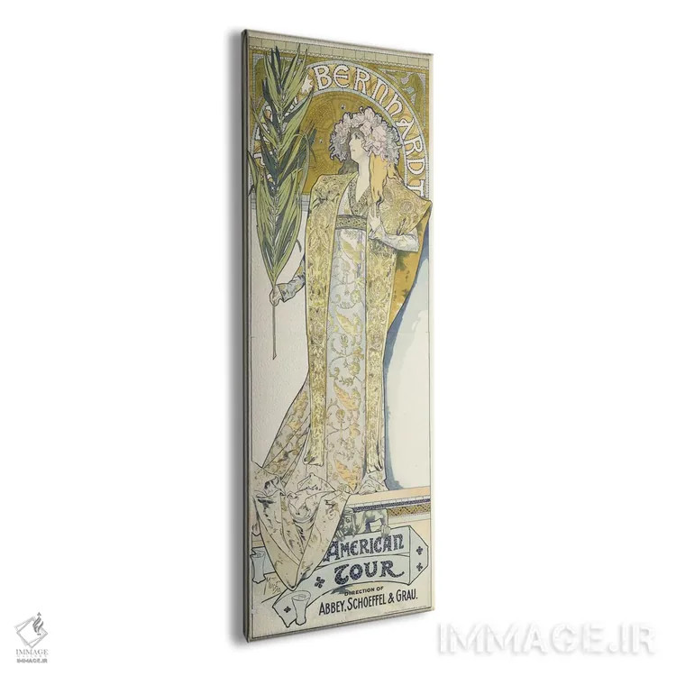 تابلو سارا برنارد، تور آمریکایی، ۱۸۹۵ اثر آلفونس موخا (هنرمند آرت نووی چک) - نمای پرسپکتیو محصول