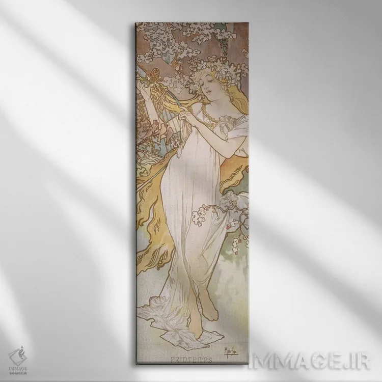 تابلو بهار (حدود ۱۸۹۶) اثر آلفونس موخا (هنرمند آرت نووی چک) - نمای روبهرو روی دیوار