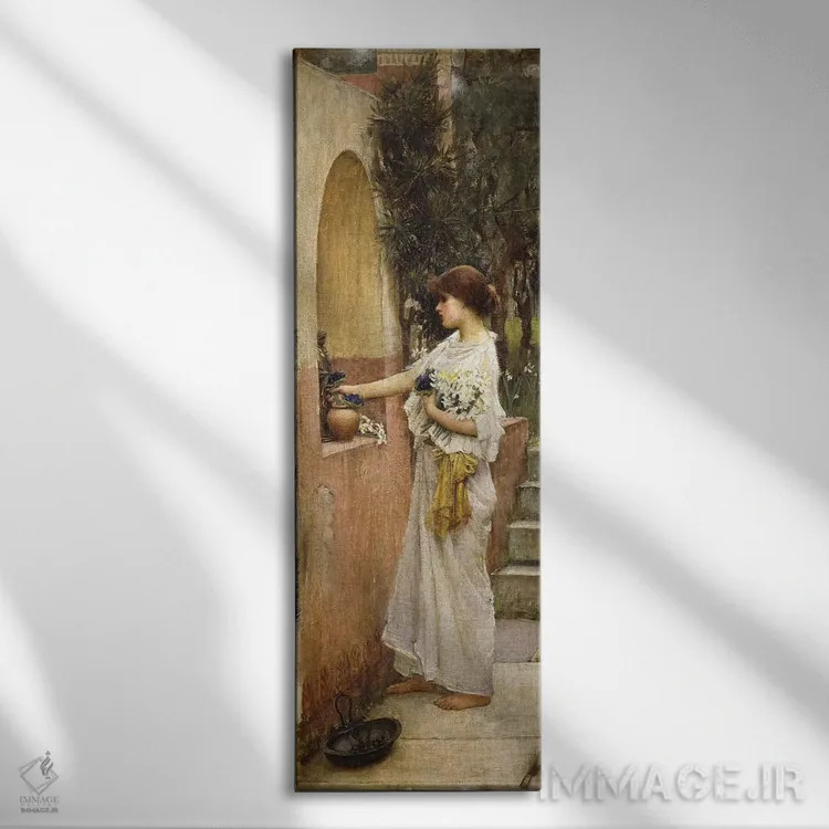 تابلو یک پیشکش رومی اثر جان ویلیام واترهاوس (نقاش انگلیسی سبک پره-رافائلیت) - نمای روبهرو روی دیوار