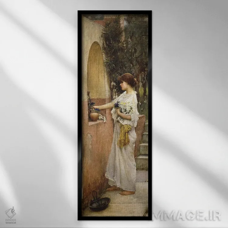 تابلو یک پیشکش رومی اثر جان ویلیام واترهاوس (نقاش انگلیسی سبک پره-رافائلیت) - نمای قابدار مشکی