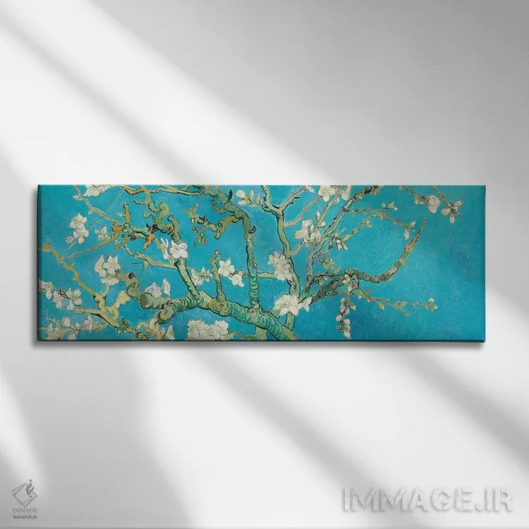 تابلو شکوفه بادام اثر ونسان ون گوگ (نقاش مشهور هلندی پستامپرسیونیسم) - نمای روبهرو روی دیوار