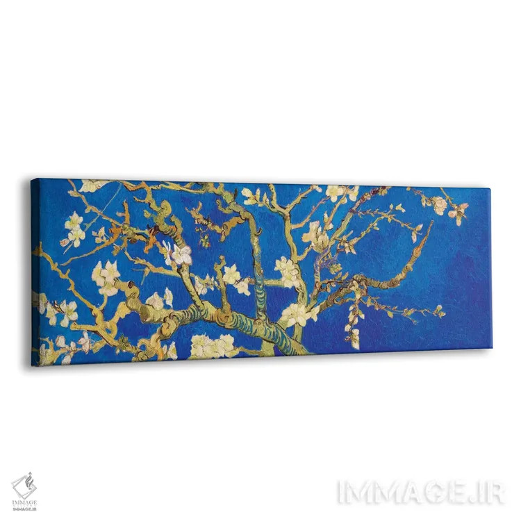 تابلو شکوفه بادام بر زمینه آبی سلطنتی اثر ونسان ون گوگ (نقاش مشهور هلندی پستامپرسیونیسم) - نمای پرسپکتیو محصول
