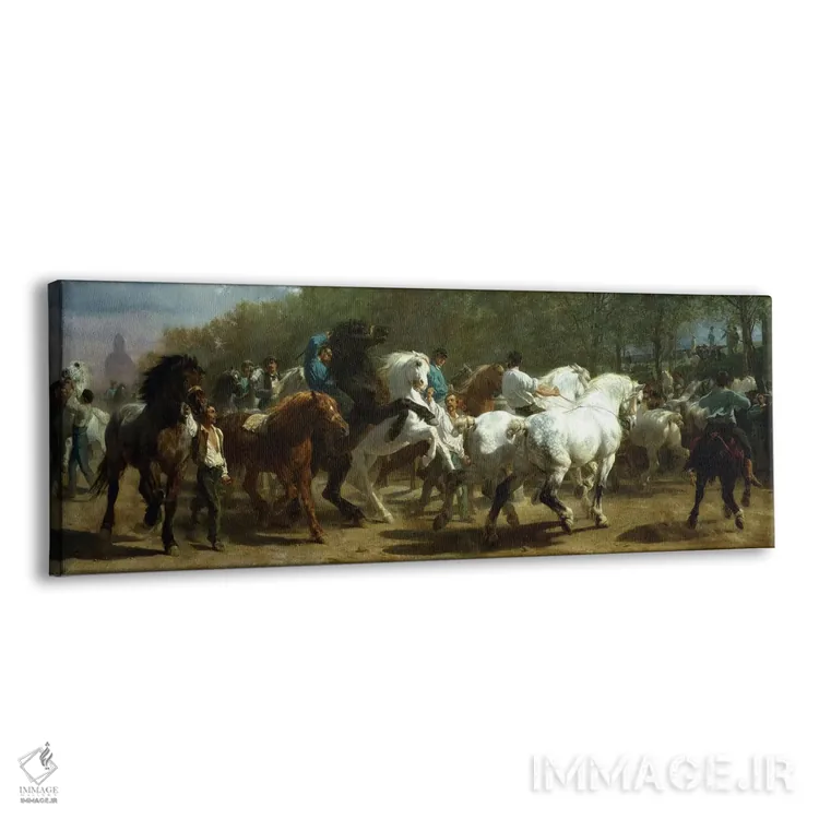 تابلو نمایشگاه اسبها، ۱۸۵۲–۵۵ (روغن روی بوم) اثر روزا بونوور (نقاش فرانسوی) - نمای پرسپکتیو محصول