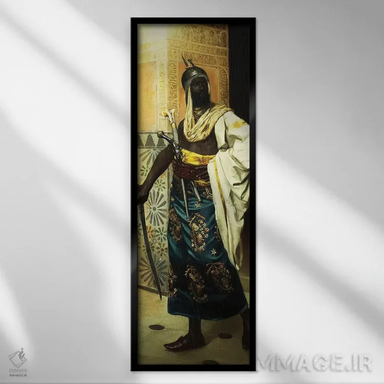 تابلو نگهبان نوبیایی (آفریقا) اثر رودولف وایسه - نمای قابدار مشکی