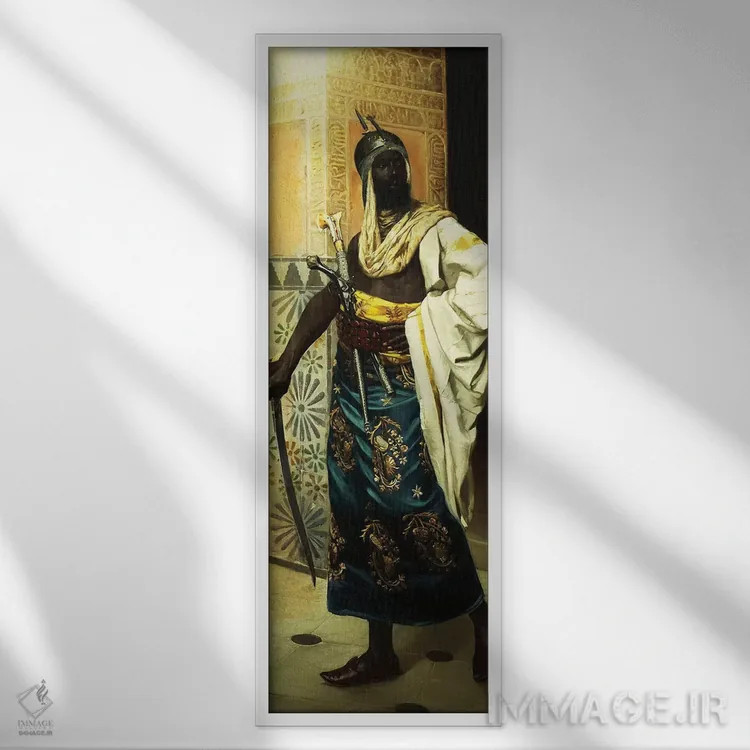 تابلو نگهبان نوبیایی (آفریقا) اثر رودولف وایسه - نمای قابدار سفید