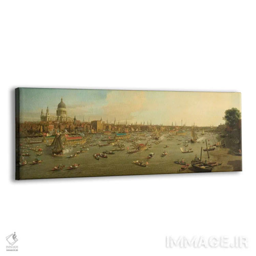 تابلو c.1747-8,رودخانه تیمز با کلیسای جامع سنت پل در روز شهردار لندن، حدود ۱۷۴۷-۴۸ اثر کانالتو (نقاش ایتالیایی ونیزی منظره) - نمای پرسپکتیو محصول