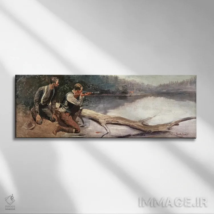 تابلو وینچستر (اسلحه) اثر فردریک رمینگتون (هنرمند آمریکایی غرب) - نمای روبهرو روی دیوار