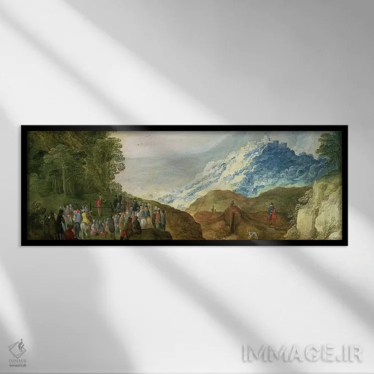 تابلو موعظه در کوه اثر یوس د مومپر - نمای قابدار مشکی