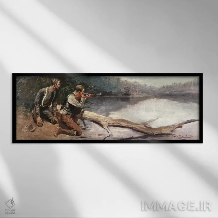 تابلو وینچستر (اسلحه) اثر فردریک رمینگتون (هنرمند آمریکایی غرب) - نمای قابدار مشکی