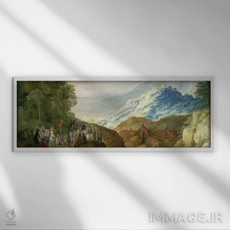 تابلو موعظه در کوه اثر یوس د مومپر - نمای قابدار سفید