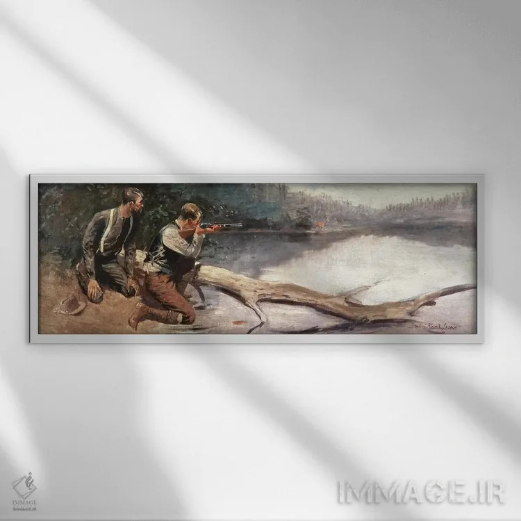 تابلو وینچستر (اسلحه) اثر فردریک رمینگتون (هنرمند آمریکایی غرب) - نمای قابدار سفید