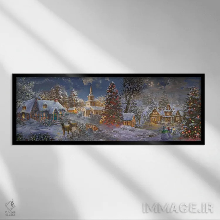 تابلو آرامش کریسمس اثر نیکی بومه - نمای قابدار مشکی