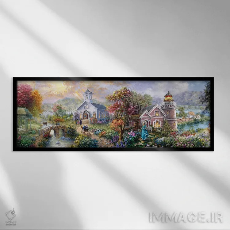 تابلو صبح یکشنبه در بهار اثر نیکی بومه - نمای قابدار مشکی