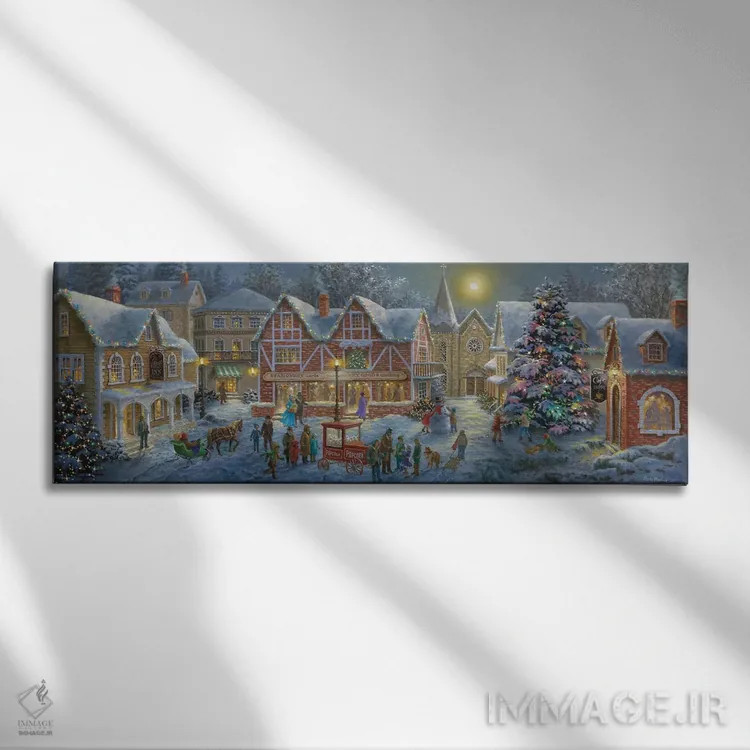تابلو روستای کریسمس اثر نیکی بومه - نمای روبهرو روی دیوار