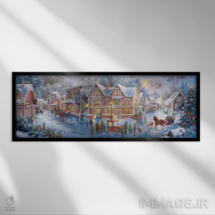 تابلو آماده شدن برای کریسمس اثر نیکی بومه - نمای قابدار مشکی