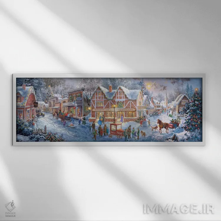 تابلو آماده شدن برای کریسمس اثر نیکی بومه - نمای قابدار سفید