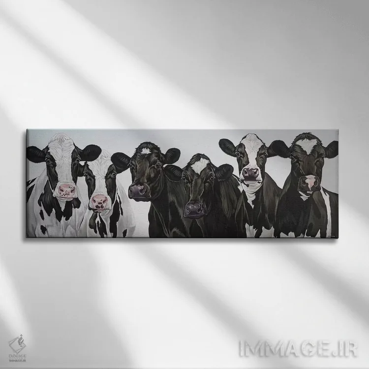 تابلو گلهٔ گاوها اثر کلارا باستین - نمای روبهرو روی دیوار