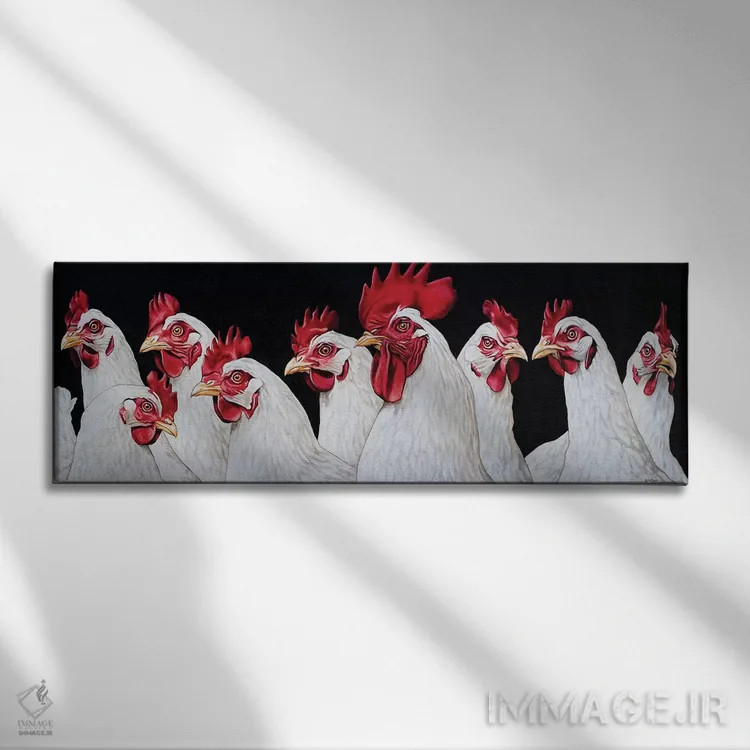 تابلو خروس و حرمش اثر کلارا باستین - نمای روبهرو روی دیوار