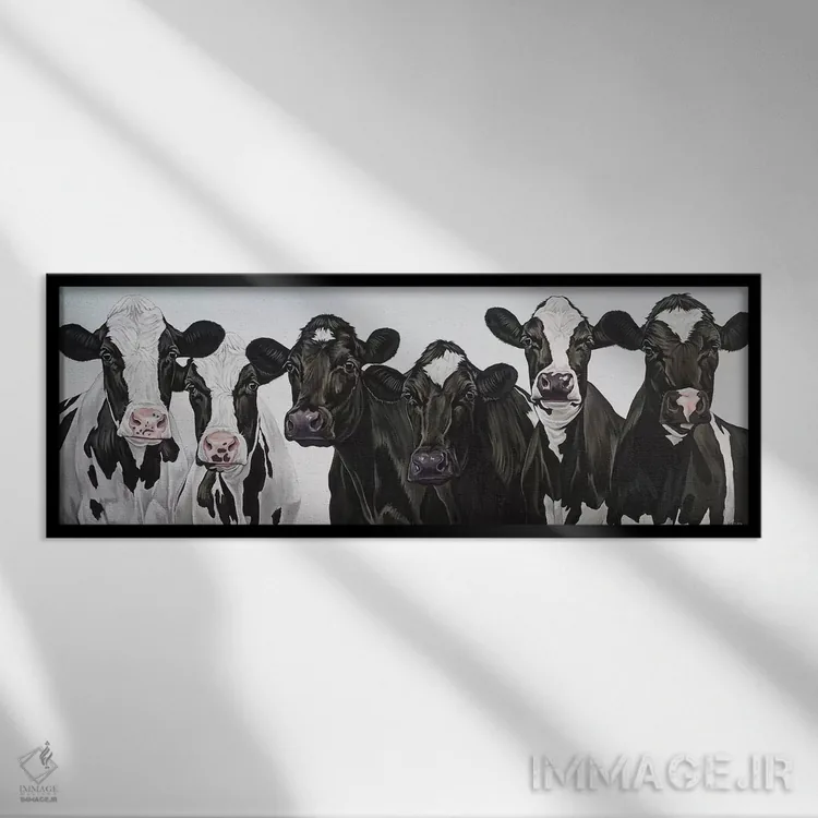 تابلو گلهٔ گاوها اثر کلارا باستین - نمای قابدار مشکی