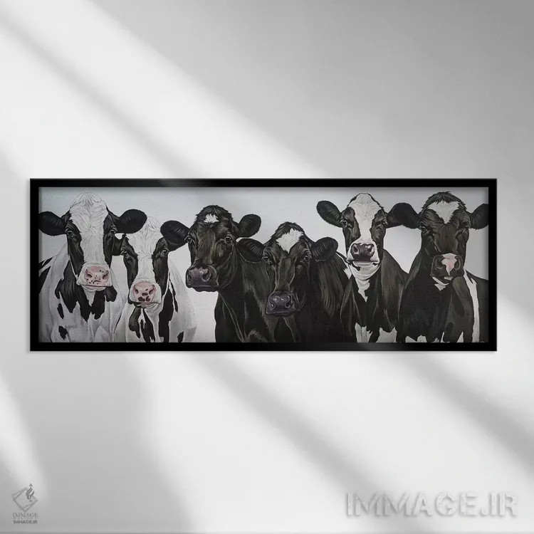 تابلو گلهٔ گاوها اثر کلارا باستین - نمای قابدار مشکی