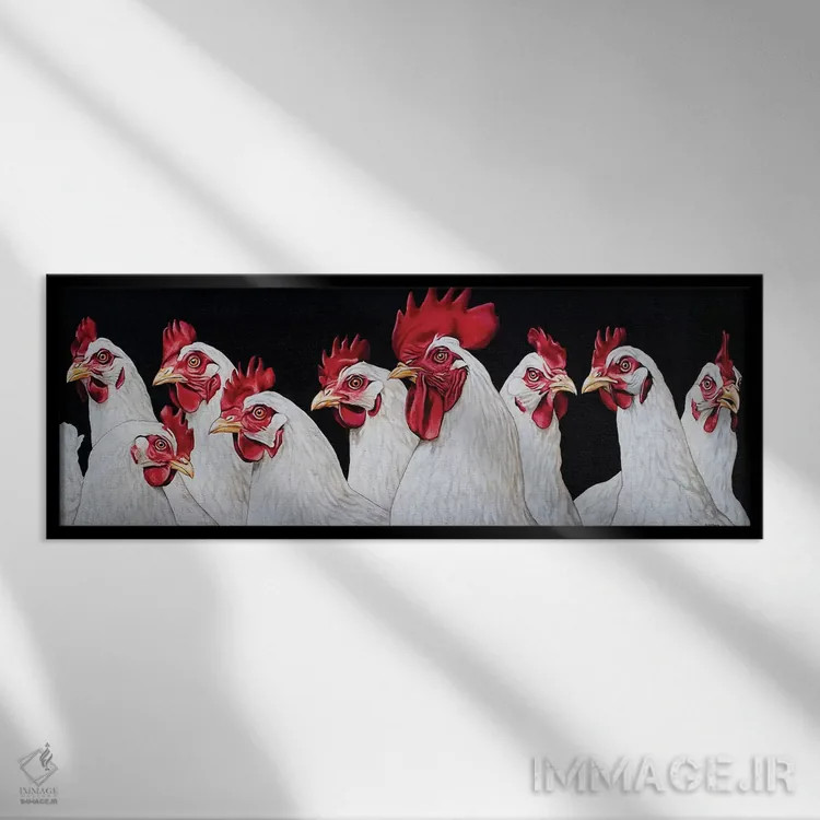 تابلو خروس و حرمش اثر کلارا باستین - نمای قابدار مشکی