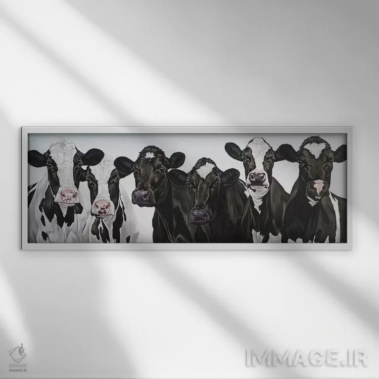 تابلو گلهٔ گاوها اثر کلارا باستین - نمای قابدار سفید