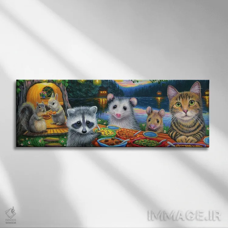 تابلو شام دورهمی آقای تبز (نام خاص) اثر بریجت واث - نمای روبهرو روی دیوار